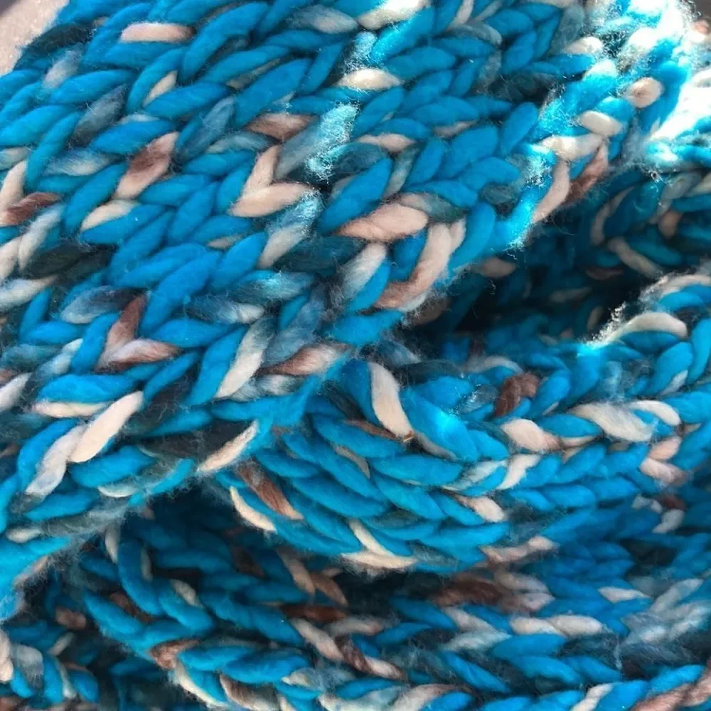 HAND CRAFTED Luxury Chunky scarf wool 2 strand 120”x10”Malabrigio Rasta Yarn